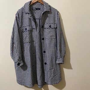 Zara Long Shirt Oversized Jacket / Black and White